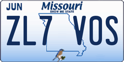 MO license plate ZL7V0S