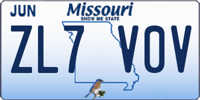 MO license plate ZL7V0V