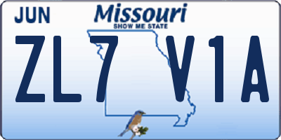 MO license plate ZL7V1A