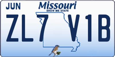MO license plate ZL7V1B