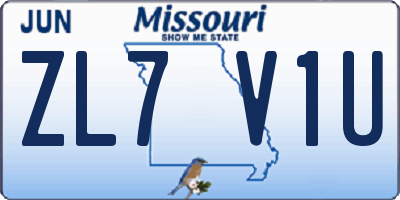 MO license plate ZL7V1U