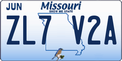 MO license plate ZL7V2A
