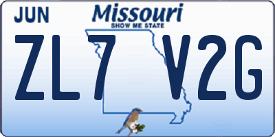 MO license plate ZL7V2G