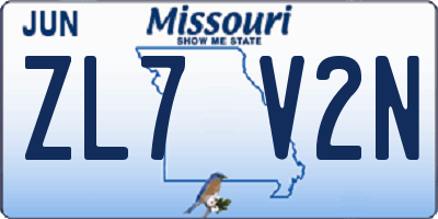 MO license plate ZL7V2N