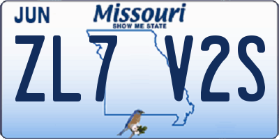 MO license plate ZL7V2S