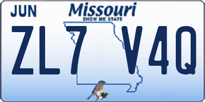 MO license plate ZL7V4Q
