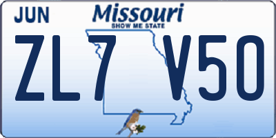 MO license plate ZL7V5O