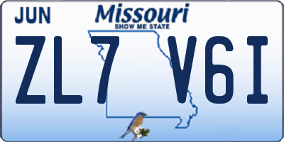 MO license plate ZL7V6I
