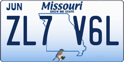MO license plate ZL7V6L