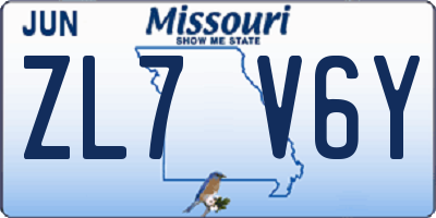 MO license plate ZL7V6Y