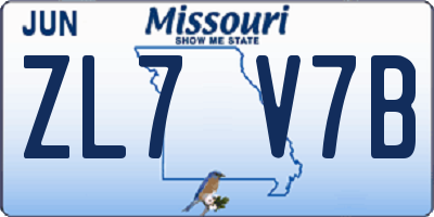 MO license plate ZL7V7B
