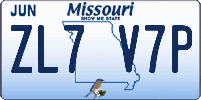 MO license plate ZL7V7P