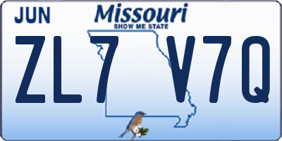 MO license plate ZL7V7Q