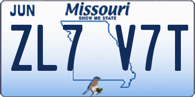 MO license plate ZL7V7T