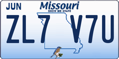 MO license plate ZL7V7U