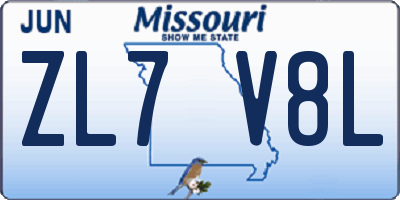MO license plate ZL7V8L