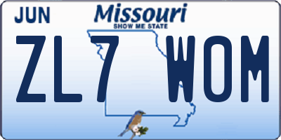 MO license plate ZL7W0M