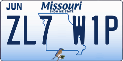 MO license plate ZL7W1P