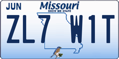 MO license plate ZL7W1T