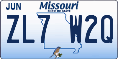 MO license plate ZL7W2Q