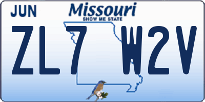 MO license plate ZL7W2V
