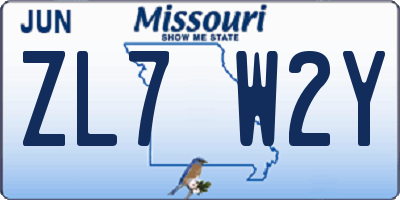 MO license plate ZL7W2Y