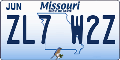 MO license plate ZL7W2Z