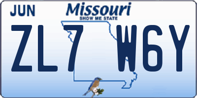 MO license plate ZL7W6Y
