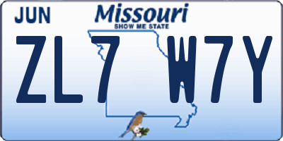 MO license plate ZL7W7Y