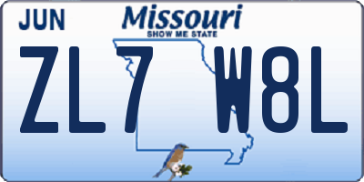 MO license plate ZL7W8L