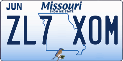MO license plate ZL7X0M