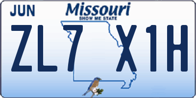MO license plate ZL7X1H