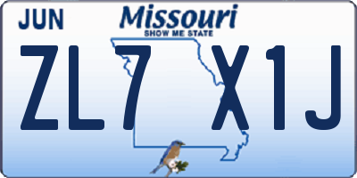 MO license plate ZL7X1J
