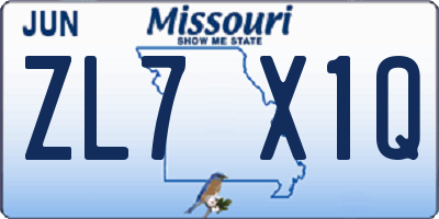 MO license plate ZL7X1Q