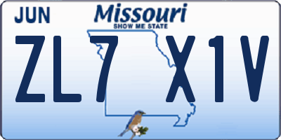 MO license plate ZL7X1V