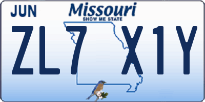 MO license plate ZL7X1Y