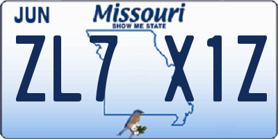 MO license plate ZL7X1Z