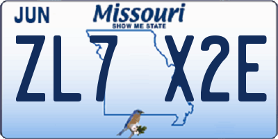 MO license plate ZL7X2E