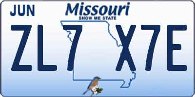 MO license plate ZL7X7E