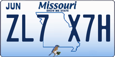 MO license plate ZL7X7H