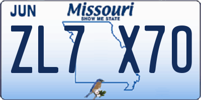 MO license plate ZL7X7O