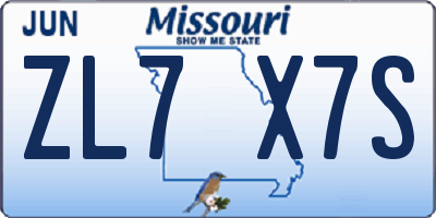 MO license plate ZL7X7S