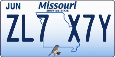 MO license plate ZL7X7Y