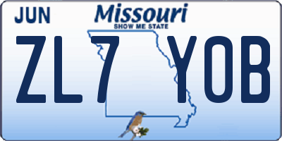 MO license plate ZL7Y0B