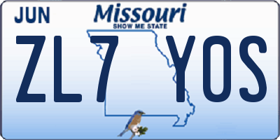 MO license plate ZL7Y0S