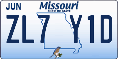 MO license plate ZL7Y1D