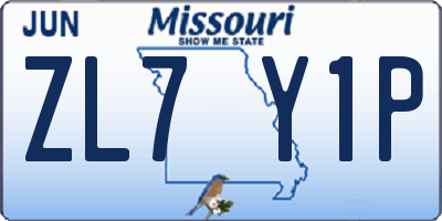 MO license plate ZL7Y1P