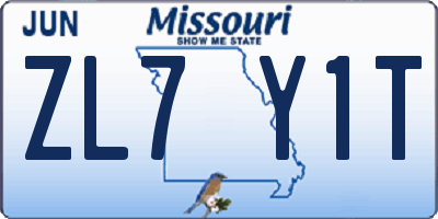 MO license plate ZL7Y1T