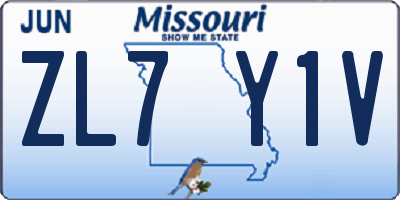 MO license plate ZL7Y1V