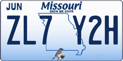 MO license plate ZL7Y2H